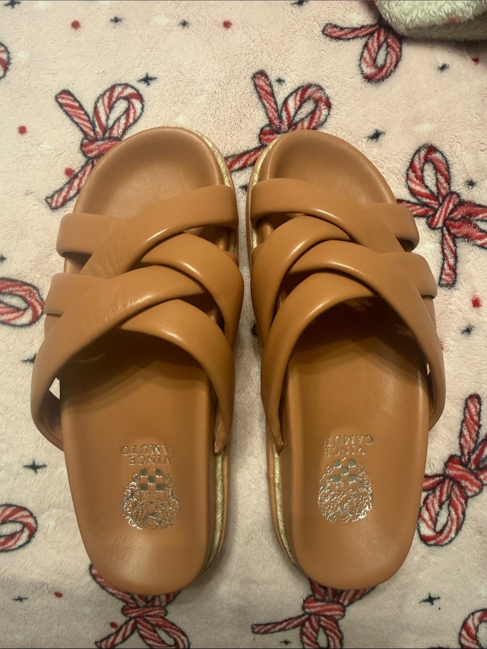 Vince Camuto Braided Tan Slide Sandals